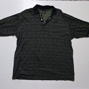 Men's Bobby Jones Black Patterned Polo Shirt, XL